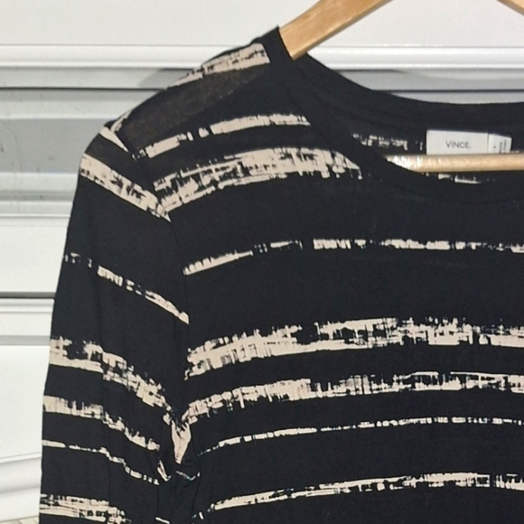 Vince Tops | Vince Shadow Stripe Print Long Sleeve Jersey Tee | Color: Black - Picture 5 of 14